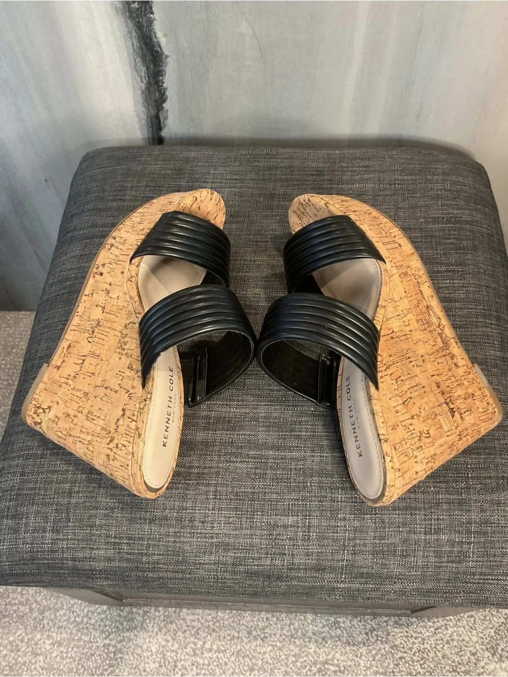Kenneth Cole New York Cailyn Cork Wedge Sandal in Black - Size 8 (NIB)
